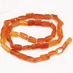 World Wide Gems Beads Gemstone 2 Strands Carnelian Smooth Rectangle Chiclet Gemstone Loose Craft Beads 14 inch Long 6mm 10mm Code-HIGH-177