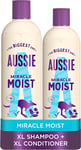 Aussie Shampoo and Conditioner Set for Dry, Damaged Hair, Miracle Moist, with Ma