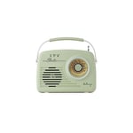 Halterrego Radio rétro, AM/FM, Lecteur USB/Carte SD, aux in/Prise Casque, Fonctionne sur Pile (Non Incluse) ou câble d'alim (Inclus), Vert