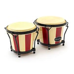 World Rhythm BON14-ST Bongos en chêne - Têtes de 6 et 7 pouces en naturel et rouge, idéal pour les percussions scolaires.