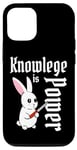 iPhone 15 Pro Knowledge Is Power Cute Kawaii Cartoon Bunny Rabbit Knife Case