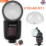Godox V1S TTL 1/8000s HSS 2600mAh Round Head Speedlite Flash + AK-R11 For Sony