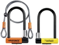 Kryptonite New York Lock Standard, Verrou de vélo, Noir/Jaune, 10 x 20 cm & Evolution Mini-7 Serrure avec câble et support flexibles - Orange, 7 pouces