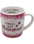 Världens Bästa Mamma - Vit och Rosa Mugg med Text