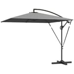 Fribärande paraply Ø260 cm parasoll med UV-skydd 50+ vattenavvisande vevparaply med stativ, lock, vev, vindlås, marknadsparaply