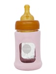 HEVEA Wide Neck Baby Glass Bottle With Sleeve 150Ml/5Oz Single-Pack Rosa