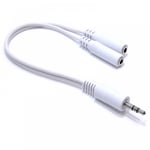 3.5mm Jack Headphone Splitter Cable Adaptor Stereo Screened Lead Cable - White