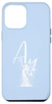 Coque pour iPhone 15 Pro Max Silhouette de fée enchanteresse bleue avec monogramme initiale A