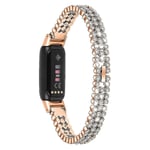 Passar för Fitbit Luxe rostfritt stål diamantbesatt klockarmband nytt pärldiamantbesatt metallklockarmband roséguld 1y,vuxen,unisex