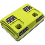 Batterilader for 2 stk. Ryobi 12-18V Li-ION / Ni-MH / Ni-CD batterier