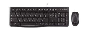 Logitech MK120 Wired Keyboard and Mouse for Windows, QWERTY Greek Layout - Black