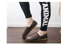 Nwarmsouth Men's Women's Comfort Anti-Slip Slippers,Winter leather slippers, non-slip thermal shoes-dark brown_UK9-UK9.5,Men's Women's Comfort Anti-Slip Slippers