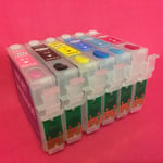6 REFILABLE EMPTY ARC RESET INK CARTRIDGES FOR EPSON STYLUS PHOTO R1400 R1500W