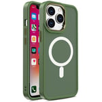 Coque magnétique avec MagSafe pour iPhone 15, trous pour lanière verts