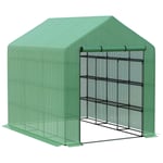 Walk in Garden Greenhouse with Shelves Polytunnel Steeple Grow House