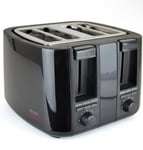 TOASTER 4 Slice Wide Slot 7 Browning Settings, Defrost/Reheat/Cancel Black