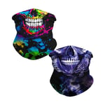 2-Pack Skull Bandana - Snygga Multifunktionella -- Lila/Färgglad