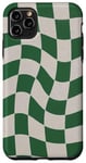 iPhone 11 Pro Max Retro Wavy Forest Sage Green Checkered Checkerboard Case
