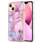 iPhone 15 Plus Plastdeksel - Lilla / Rosa Marmor