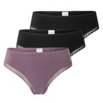 Schiesser Trosor 3P Modern Cheeky String Lila/Svart bomull 44 Dam