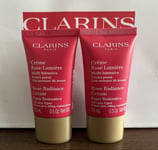 Brand New Sealed Clarins Super Restorative Rose Radiance Cream 30ml (2x15ml)
