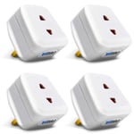 EXTRASTAR UK 2 Pin To 3 Pin Fuse Plug Adaptor 1A European to UK Travel Adaptor for Electric Razor Shavers and Toothbrushes - White (4 Pack)