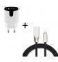 Pack Chargeur Lightning pour IPHONE SE 2020 (Cable Fast Charge + Double Prise Secteur Couleur USB) - NOIR