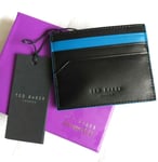Genuine TED BAKER Black Blue Leather CARD HOLDER Cardholder NEW Ted36