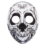 Halloween Fancy Dress - Day of the Dead Skull Moulded Mask - White with Black