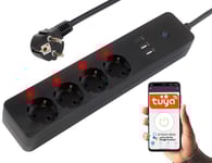 98-421# Smart Grenuttag Svart 3M 2Xusb+Usb-C Wifi Tuya