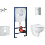 Solido - Set d'installation murale, toilettes et siège Bau Ceramic Slim, softclose, bouton Even, chrome SANI15BB1101 - Grohe