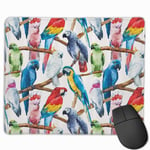 Colorful Parrots On Tree Branches Mouse Pad with Stitched Edge Computer Mouse Pad with Non-Slip Rubber Base for Computers Laptop PC Gmaing Work Mouse Pad