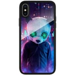 Apple Iphone X / Xs Svart Mobilskal Med Glas Panda