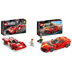 LEGO 76906 Speed Champions 1970 Ferrari 512 M Sports Red Race Car Toy, Collectible Model Building Set & 76914 Speed Champions Ferrari 812 Competizione, Sports Car Toy Model Building Kit for Kids