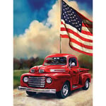5D Diamond Painting American Flag Home Decoration Embroidery Red Truck Handicraft Diamond Art,30x40cm
