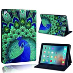 FINDING CASE Fit Apple iPad Air/Air 2 Leather Cover - PU Flip Leather Smart Lightweight Shell Stand Cover Case for iPad Air/Air 2 (iPad Air/Air 2, peacock)