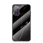 BRAND SET Case for Samsung Galaxy S20 FE/S20 Lite Case Marble Tempered Glass All Inclusive Cover Soft Silicone Edge Hard Case Compatible with Samsung Galaxy S20 FE/S20 Lite-Black