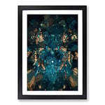 Big Box Art Mirror Reflection in Abstract Framed Wall Art Picture Print Ready to Hang, Black A2 (62 x 45 cm)