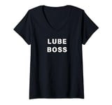Womens Fun Graphic- Lube Boss V-Neck T-Shirt