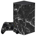 playvital Black White Marble Effect Custom Vinyl Skins for Xbox Series X, Wrap Decal Cover Stickers for Xbox Series X Console Controller