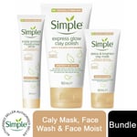 Simple Protect and Glow Bundle of Caly Mask, Face wash and Face Moist SPF30