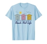 beach huts british seaside graphic summer T-Shirt
