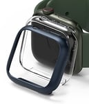 Ringke [Slim] Coque Compatible avec Apple Watch 41mm Series 9/8 / 7 [2 Pack] Transparente Solide Rigide Bumper - Clear & Metallic Blue