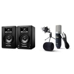 M-Audio BX4 Enceintes de Monitoring Actives de 120 W pour Gaming, Mutimedia et Production Musicale & Marantz Professional MPM-1000 - Micro à condensateur XLR avec Pied de Bureau et câble pour Podcast
