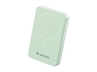 Verbatim Charge 'N' Go Essentials - Trådlös Powerbank - Magnetisk - 10000 Mah - 20 Watt - 3 A - Pd 3.0, Qc 3.0, Apple 2.4A, Usb Bc 1.2, Apple Fast Charge (24 Pin Usb-C) - Grön
