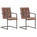 vidaXL spisebordsstole med cantilever 2 stk. ægte læder rustikbrun