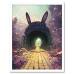 Down The Rabbit Hole Alice In Wonderland Easter Bunny Tunnel Art Print Framed Poster Wall Decor 12x16 inch