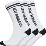 Ben Sherman Mens Sport Socks in White | Mid Calf with branding and Stripe detail in Thick Comfortable Fabric - Multipack of 3