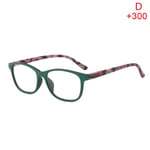 Anti Blue Light Glasses Frame Women/men Fashion Reading D Green +300