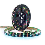 BTF-LIGHTING WS2812E ECO RGB Alloy Wires 5050SMD Individual Addressable 16.4FT 30Pixels/m 150Pixels Flexible Black PCB Full Color LED Pixel Strip Dream Color IP30 Non-Waterproof DIY Projects OnlyDC5V
